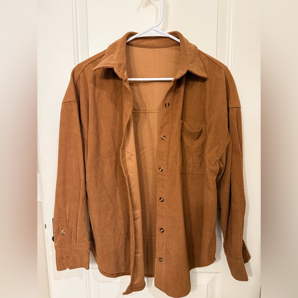 Brown Corduroy Button-Up Shirt